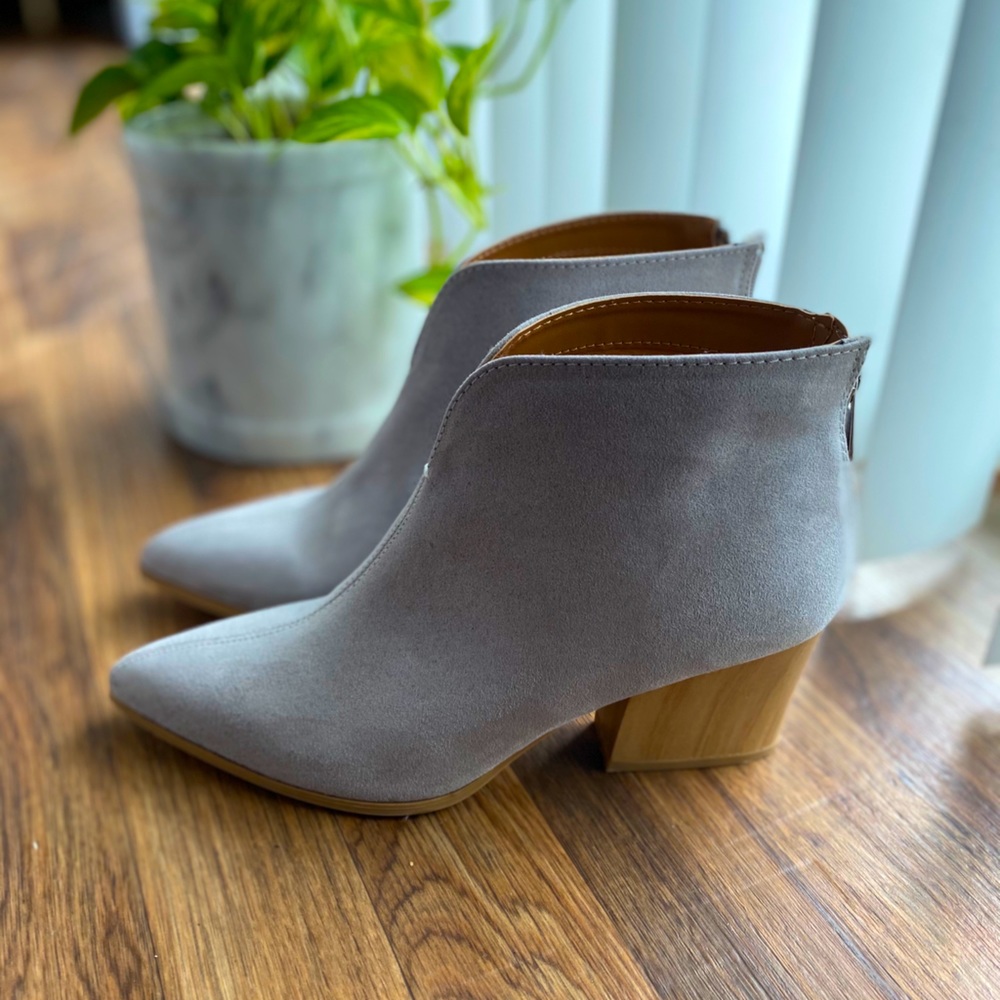 Wooden heel ankle boot